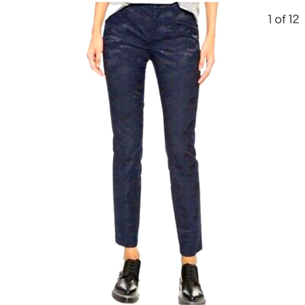 ATM Slim Ankle Pant Size 8 In Blue Camo Jacquard